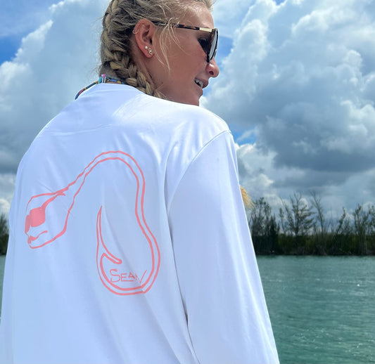 Long Sleeve UPF 50+Permormance Tee- Coral Hook Em'