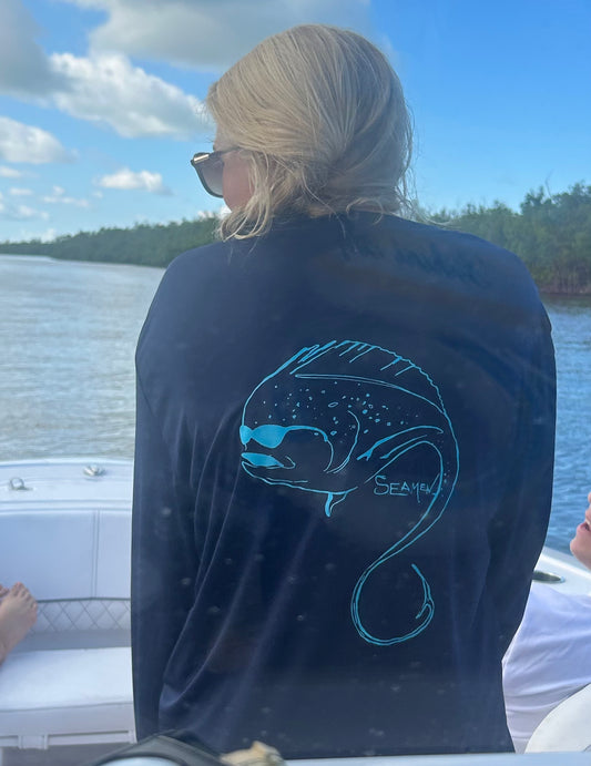 Long Sleeve UPF 50+ Performance Tee- Dolphin SeaMen